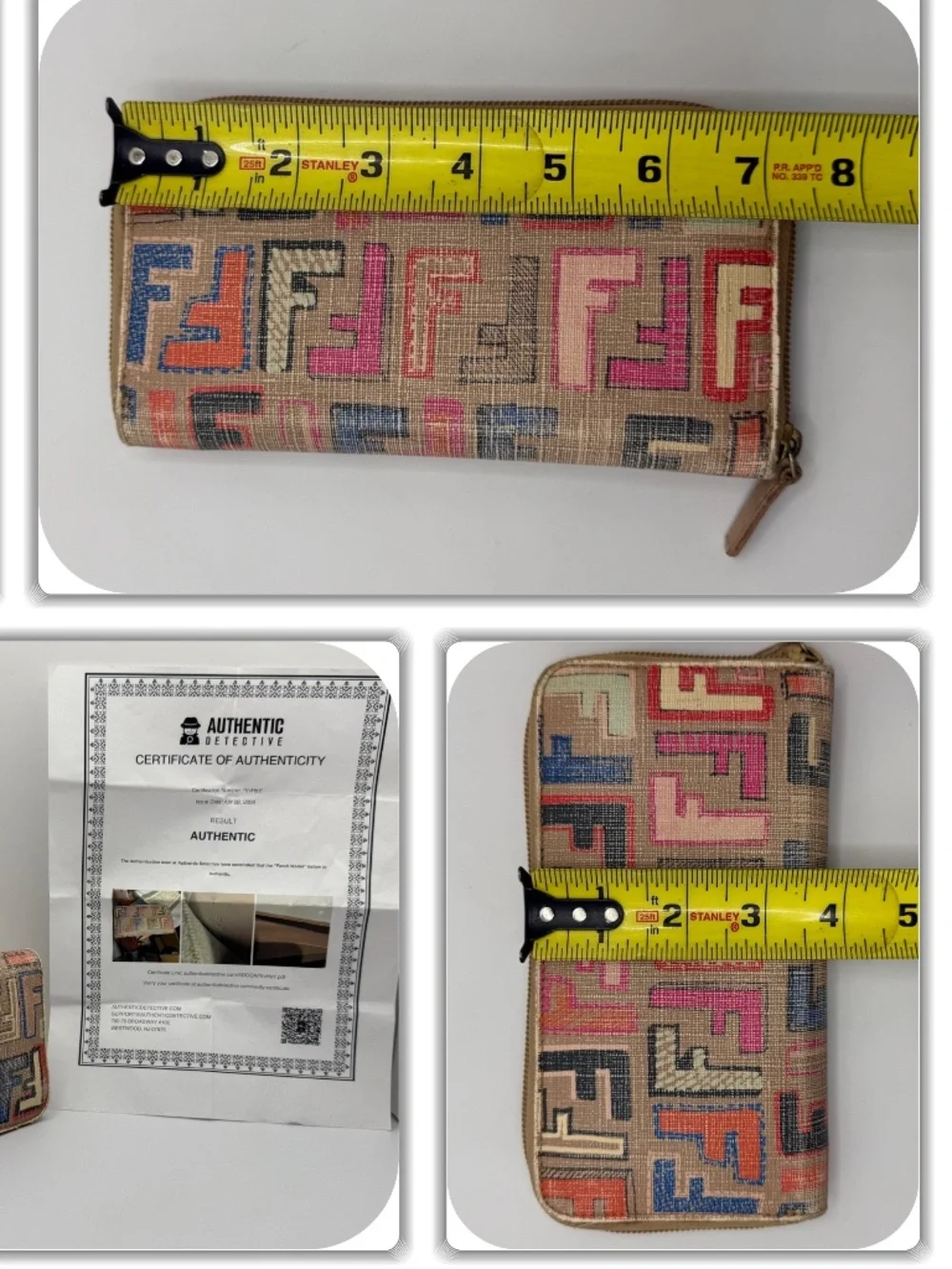 ALLURING FENDI FF LIMITED EDITION ZUCCA MULTI-COLOR ZIP AROUND WALLET!